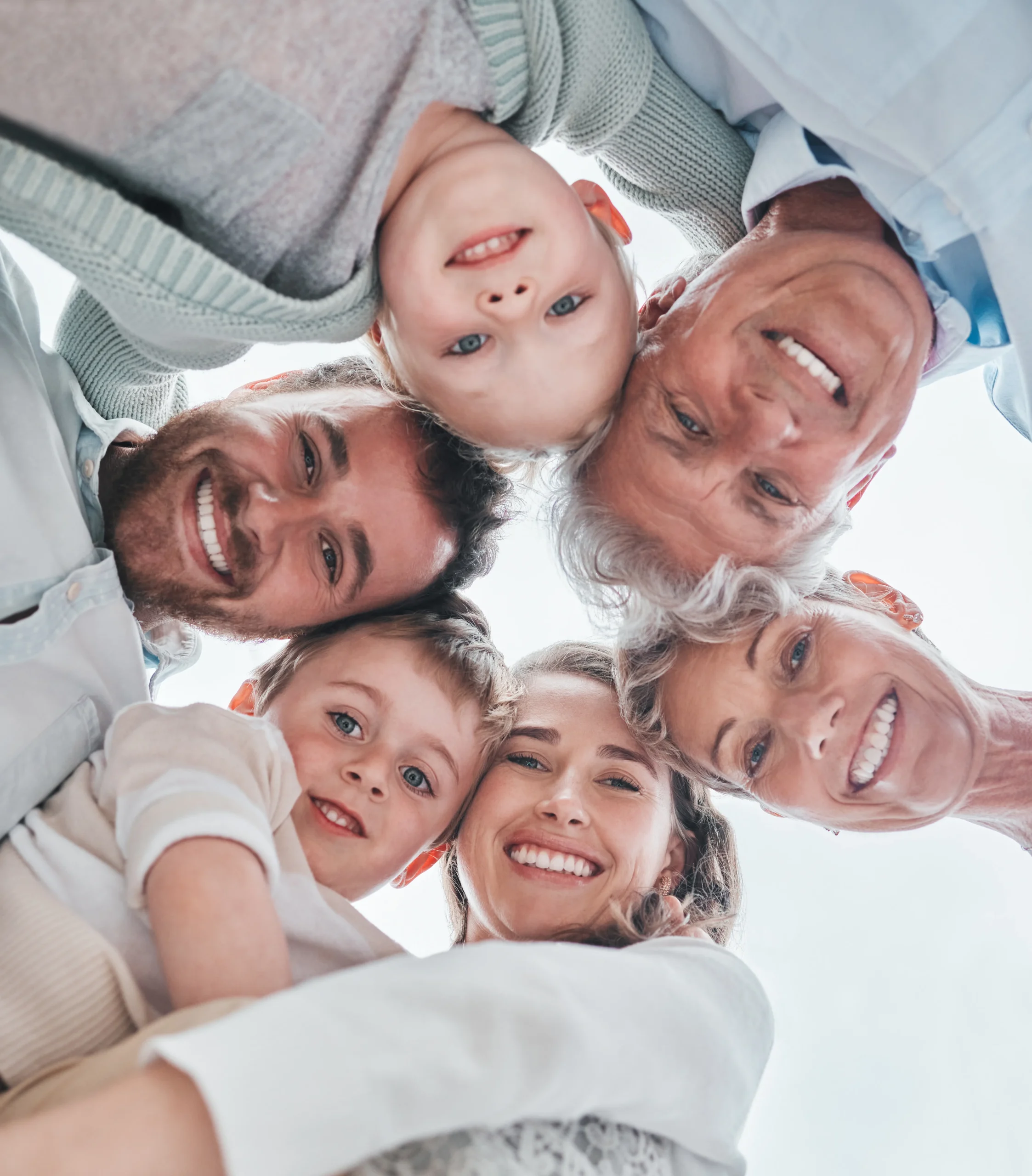 Family, portrait and smile with children in circle for love, support and summer holiday together.
